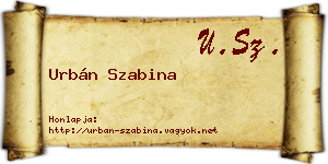 Urbán Szabina névjegykártya